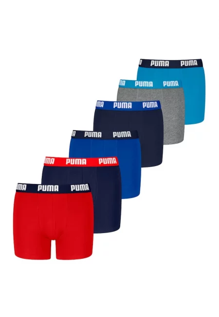 Боксерки с лого на талията - 6 чифта - Червен/Сив/Син