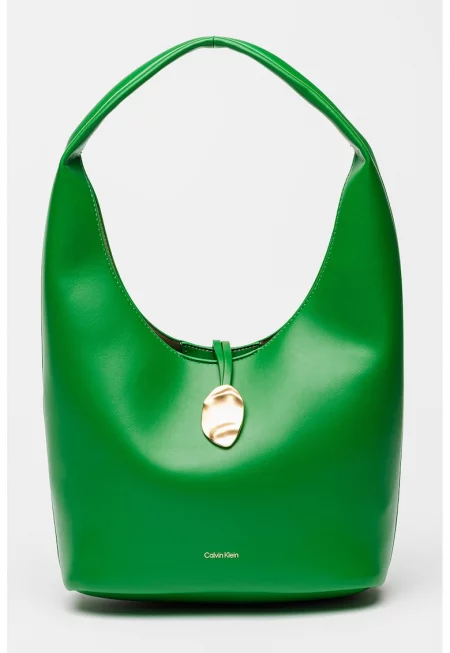 Чанта от еко кожа с отделящ се несесер - Зелен