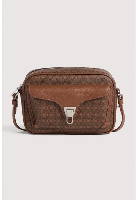 Чанта през рамо Beat с лого - Светлокафяв