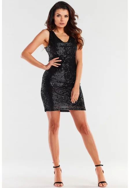 Черна Къса Рокля Без ръкави Елегантна Вталена A484