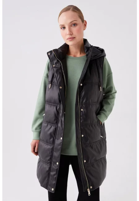 Дълъг елек от еко кожа