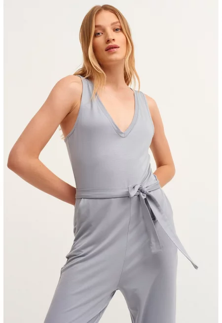 Дълъг гащеризон с шпиц - Сив