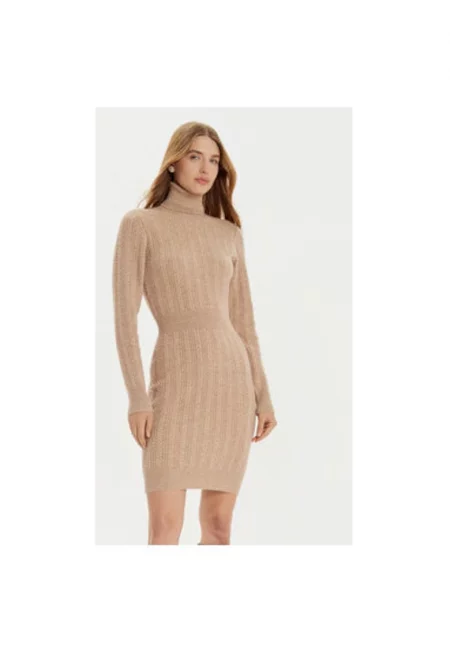 Дамска рокля -  304449697 - Вълна - Бежов - Бежов
