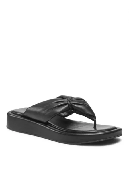 Дамски чехли -  300545386 - Естествена кожа - Черни - Черен
