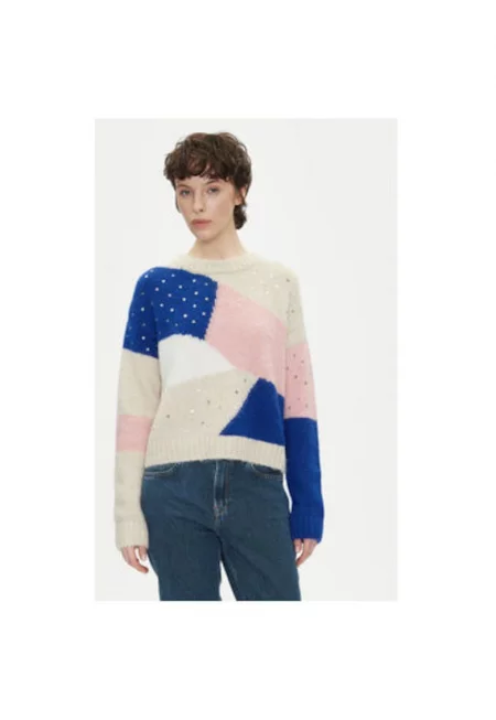 Дамски пуловер  PL702238 - Полиестер/Вълна - Многоцветен - Многоцветен