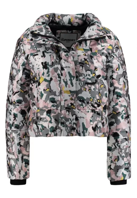 Дамско яке  Jacquard Puffer - многоцветно - 100% полиестер - зимен сезон - къса кройка -