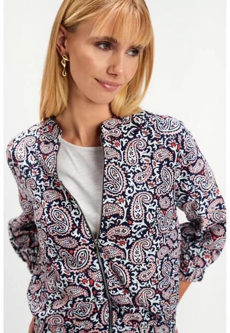 Десенирано яке с цип и 3/4 ръкави