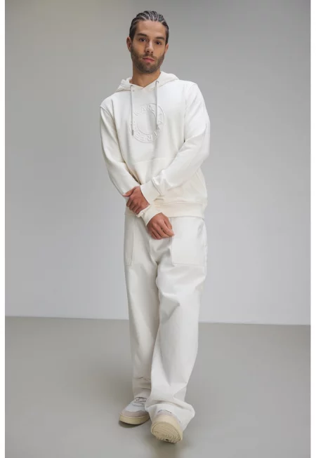 Худи с джоб кенгуру - Бял