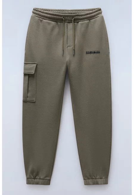 Карго спортен панталон с еластична талия с връзка - Каки