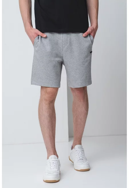 Къс панталон с джобове - Сив меланж