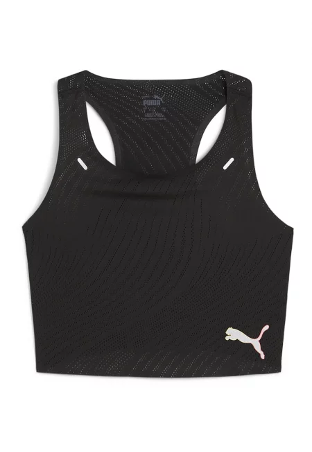 Къс топ за бягане Ultraspun - Черен