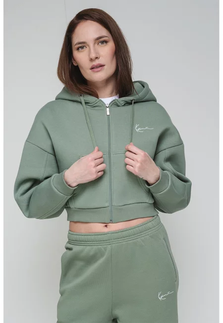 Късо худи с цип - Аква зелено