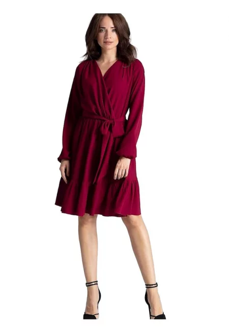 Коктейлна рокля - Ленитиф - Полиестер - Червена