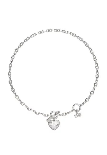 Колие от неръждаема стомана с кристали - Сребрист