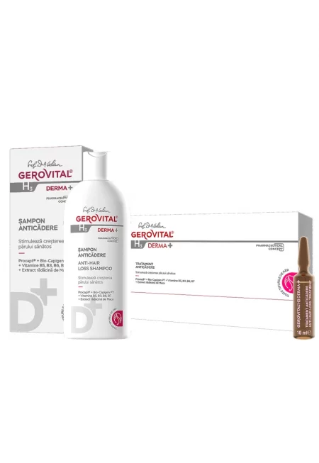 Комплект  H3 Derma+: Терапия против косопад 12 ампули x 10 мл + Шампоан против косопад 200 мл