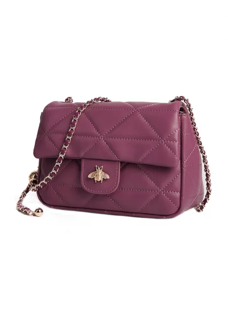 Кожена чанта Marly - Малина - 14x20x8.5