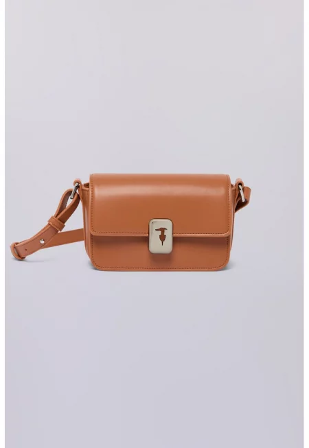 Кожена чанта през рамо - Канелено кафяво