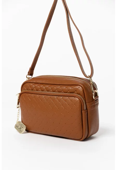 Кожена чанта през рамо Tabita - Канелено кафяво