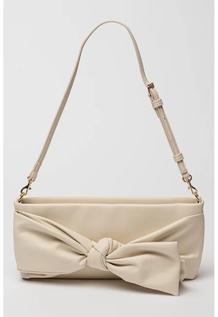 Кожена чанта за рамо Briar с дизайн на панделка - Слонова кост