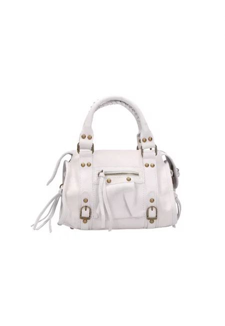 Кожена чанта за рамо от еко кожа - Бял