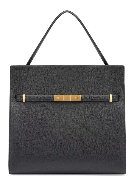 Кожена чанта за рамо - Тъмнокафяв/Черен