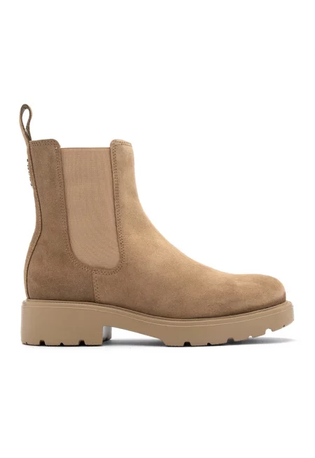 Кожени боти Chelsea с текстил - Бежов