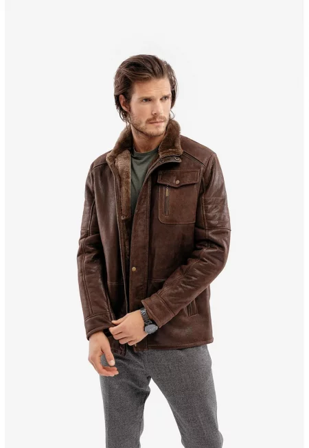 Кожено яке Lumberjack - Кафяв