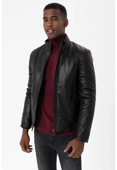 Кожено яке Oleh с капитонирани зони