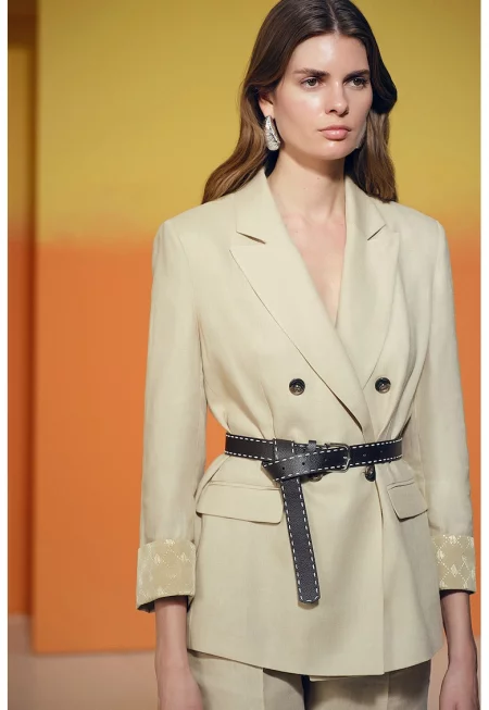 Ленено сако с копчета - Светлокафяв