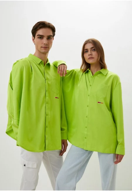 Мъжка риза -  RCPM Draped Button Down - зелена - полиестер