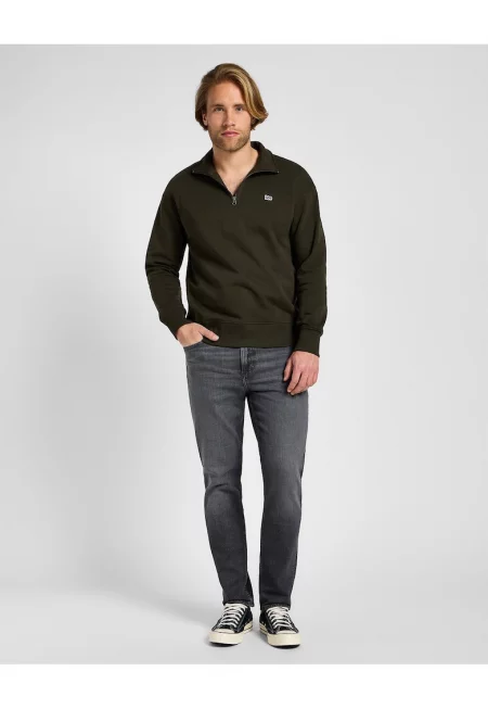 Мъжки суичър -  Half Zip Sws - стандартна кройка - с дълги ръкави - памук - 48677 - Зелен