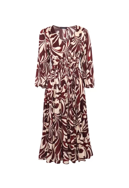 Миди рокля с абстрактен десен