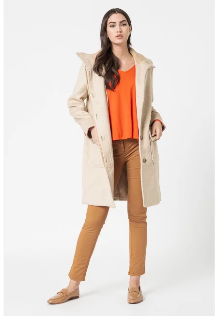 Палто с джобове с капаче