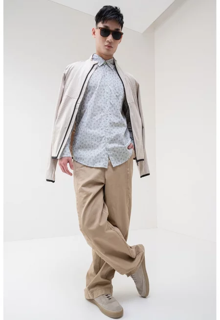 Памучна риза Rickert с десен - Бял/Зелен/Черен