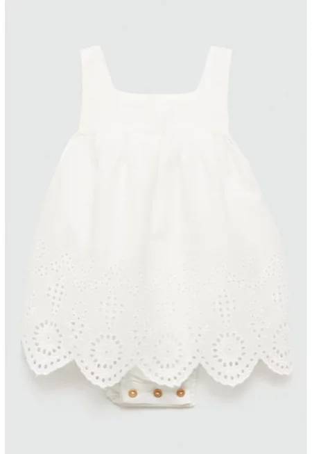 Памучна рокля Selene без ръкави с перфорации