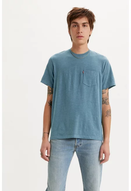 Памучна тениска с джоб на гърдите