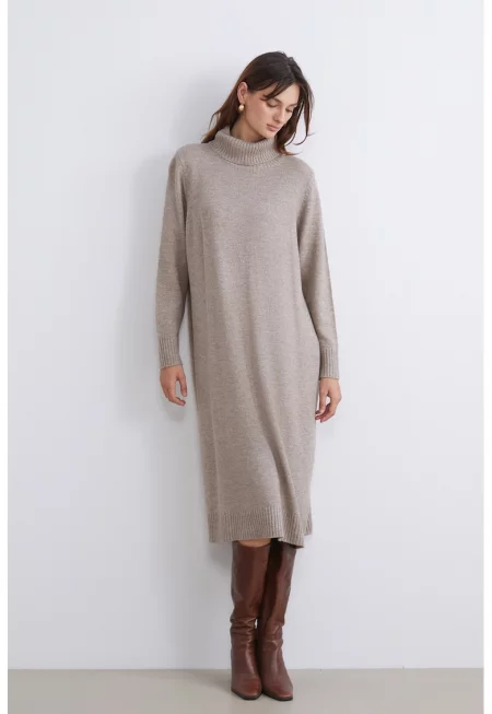 Плетена рокля тип пуловер с поло