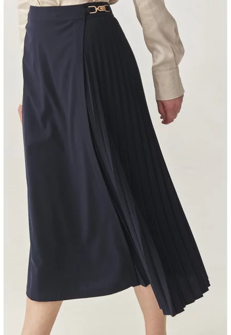 Плисирана миди пола със застъпване - Въглен сиво