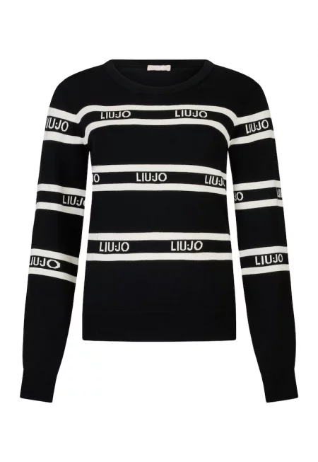 Раиран пуловер лого - Черен