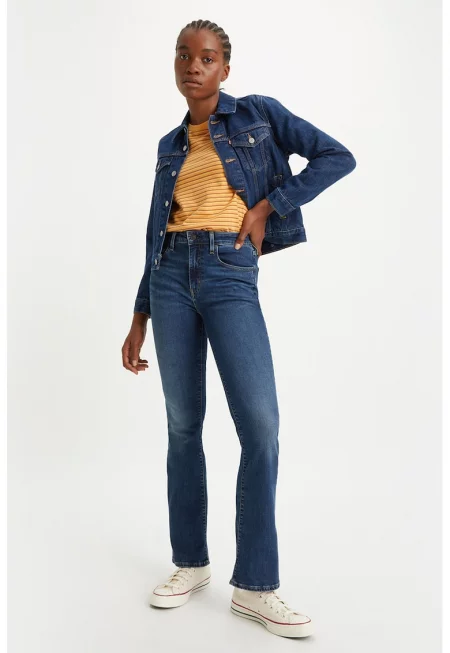 Разкроени дънки 725 с висока талия - Кафяв/Тъмносин