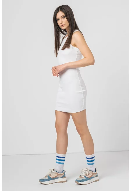 Рипсена рокля с органичен памук - Бял