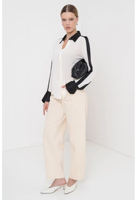 Риза Etienne в цветен блок - Черен/Крем