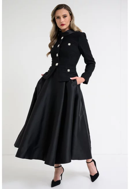 Рокля Taffeta с дизайн 2 в 1 - Черен