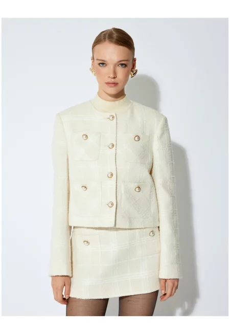 Сако от туид с копчета - Екрю