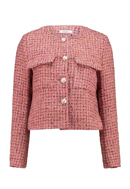 Сако с копчета и джобове с капаче на гърдите - Прашно розово