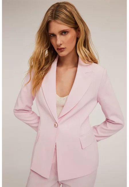 Сако с маншети с копчета - Бледо розово