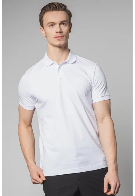 Слим тениска Passenger с яка - Бял