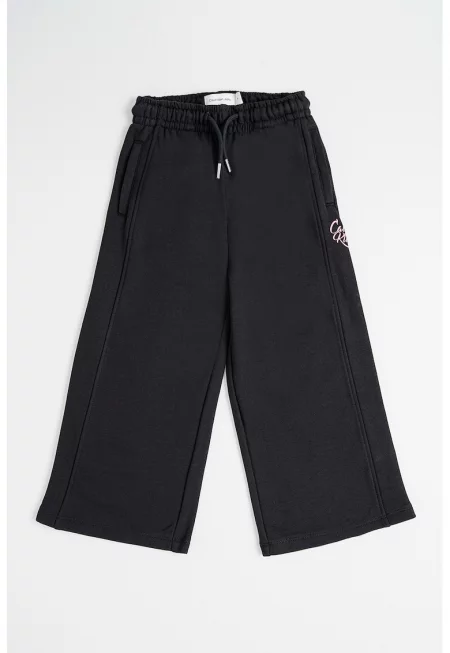 Спортен панталон с лого и връзки - Черен/Розово