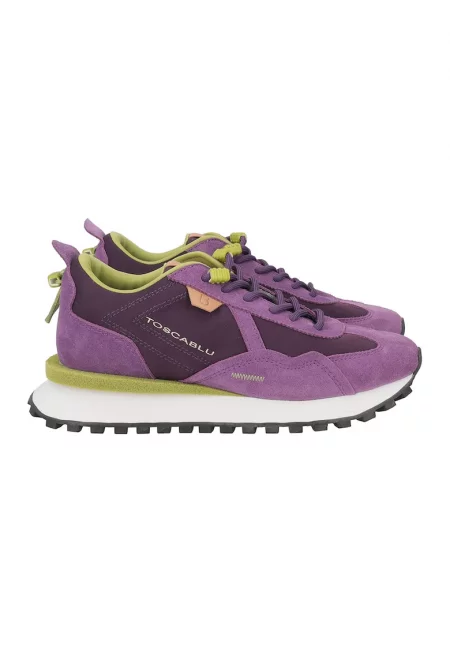 Спортни обувки с велур - Зелен/Лилав