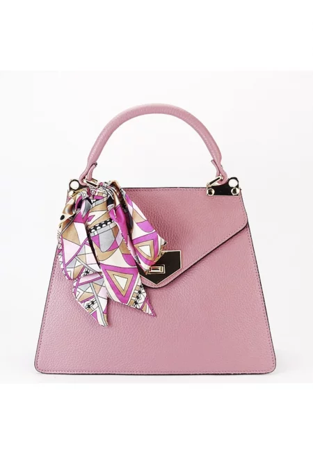 Средна светло розова чанта от естествена кожа 1014 128 16928 - Розова пудра